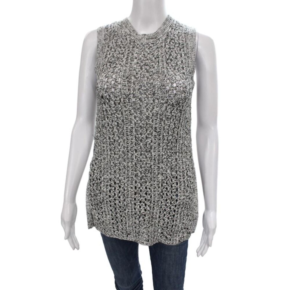 Theory Womens Sleeveless Tunic Crewneck Black Cotton Size S